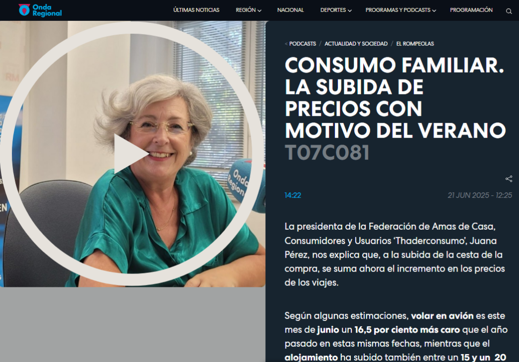 Consumo Familiar. La subida de precios con motivo del verano