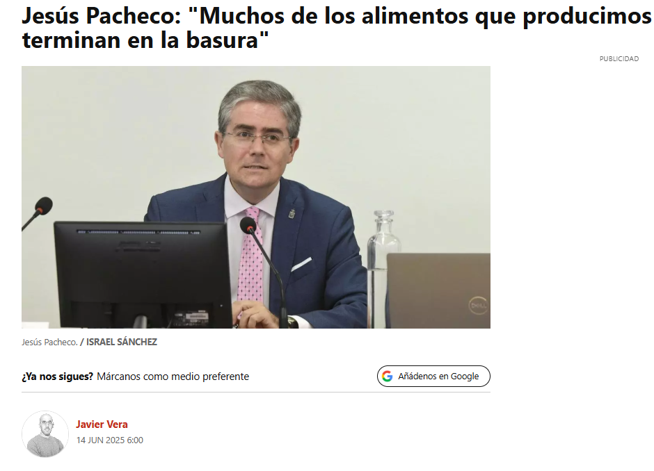 Jesús Pacheco: "Muchos de los alimentos que producimos terminan en la basura"