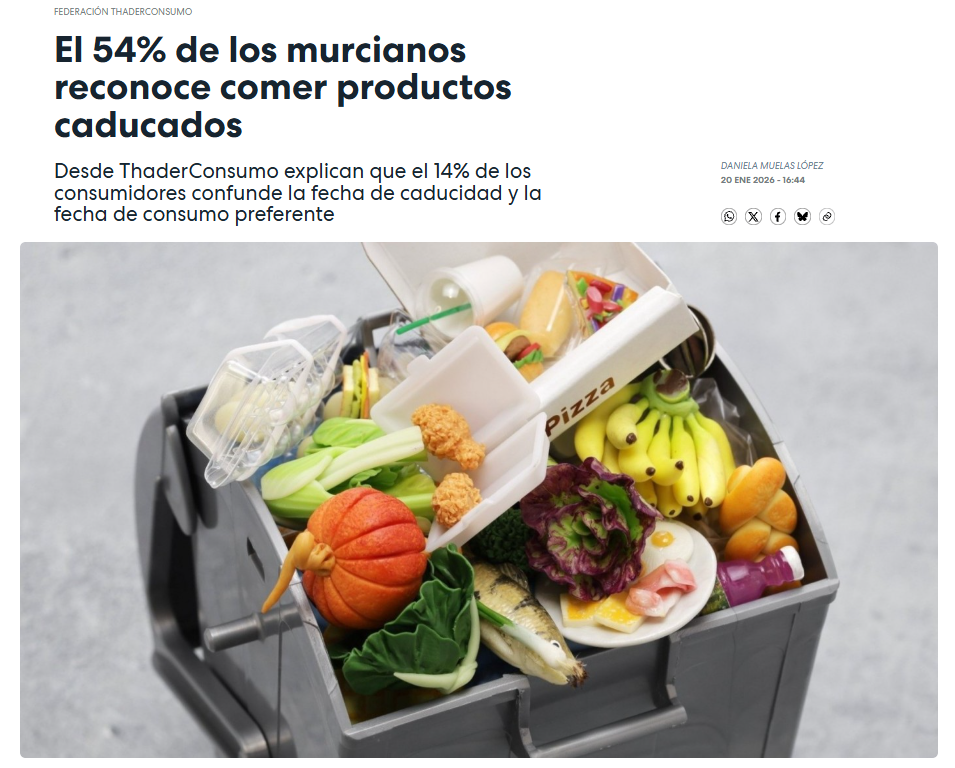 El 54% de los murcianos reconoce comer productos caducados
