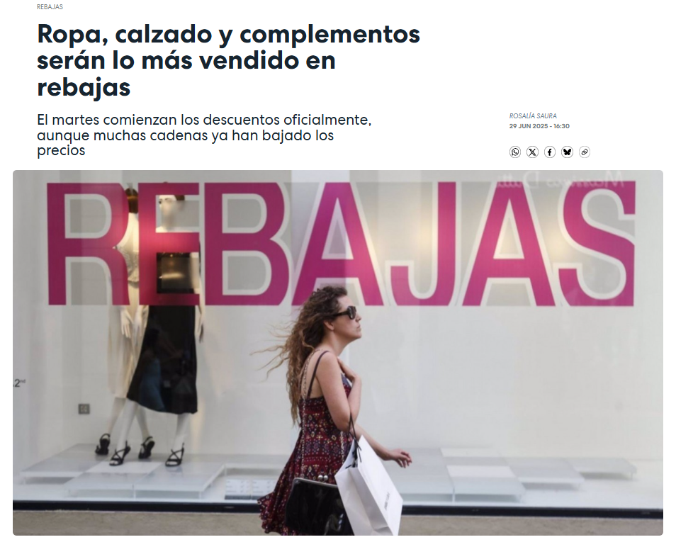 Ropa, calzado y complementos serán lo más vendido en rebajas