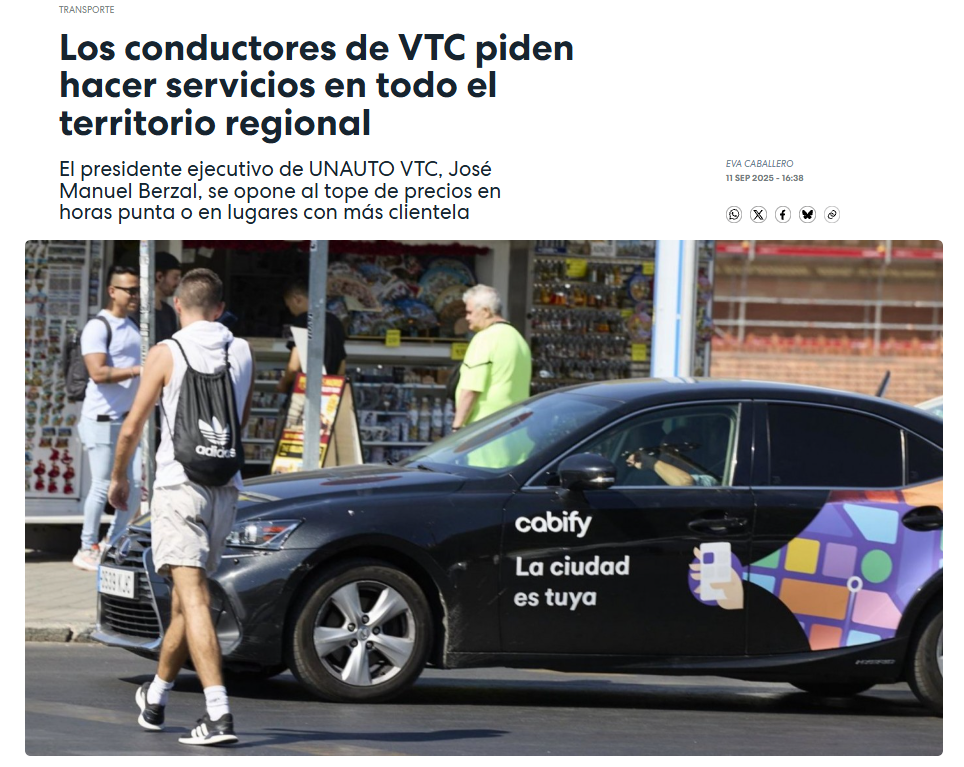 Los conductores de VTC piden hacer servicios en todo el territorio regional