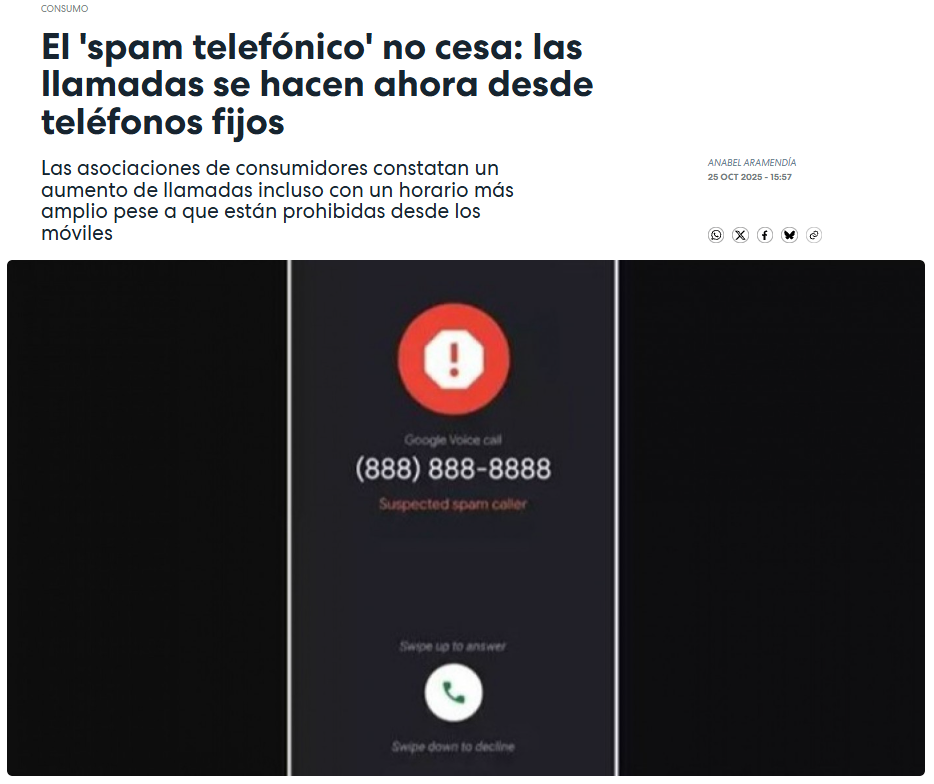 El 'spam telefónico' no cesa: las llamadas se hacen ahora desde teléfonos fijos