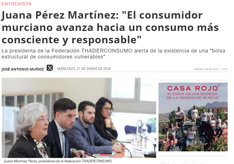"Juana Pérez Martínez: "El consumidor murciano avanza hacia un consumo más consciente y responsable""
