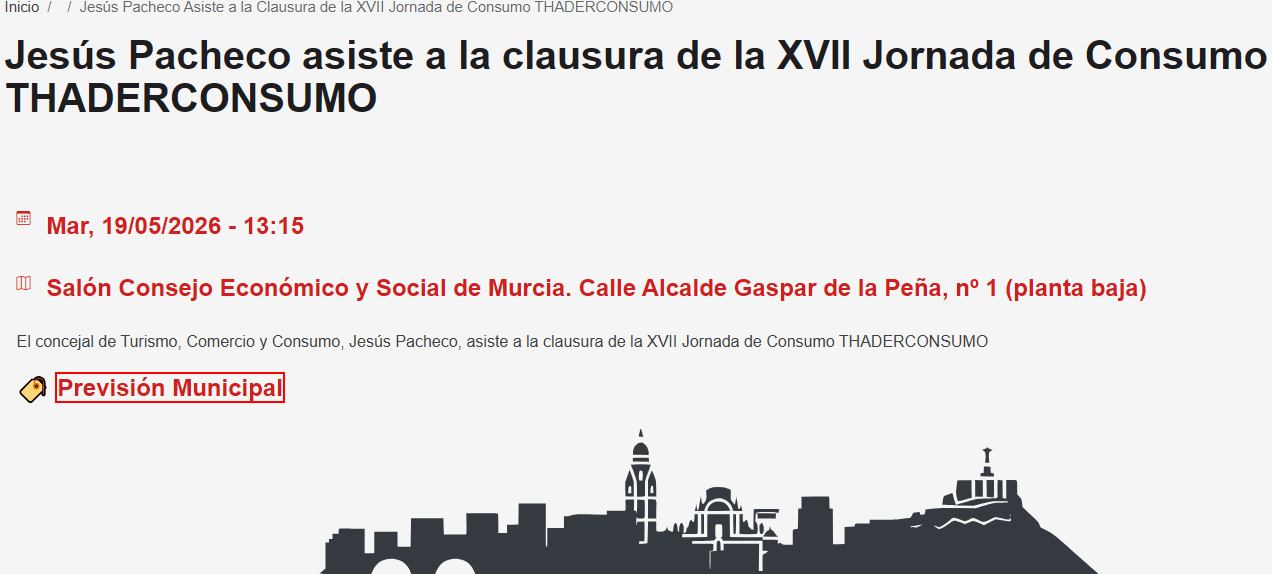Jesús Pacheco asiste a la clausura de la XVII Jornada de Consumo THADERCONSUMO