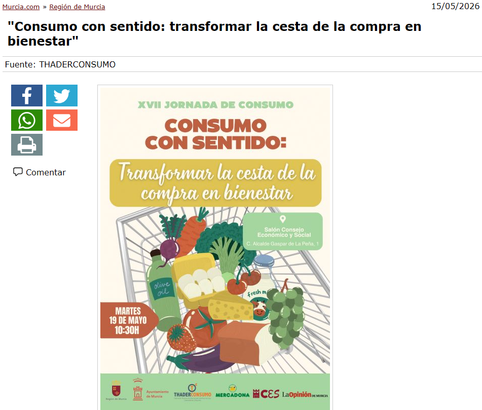 Thaderconsumo celebra la XVII Jornada de Consumo en el CES