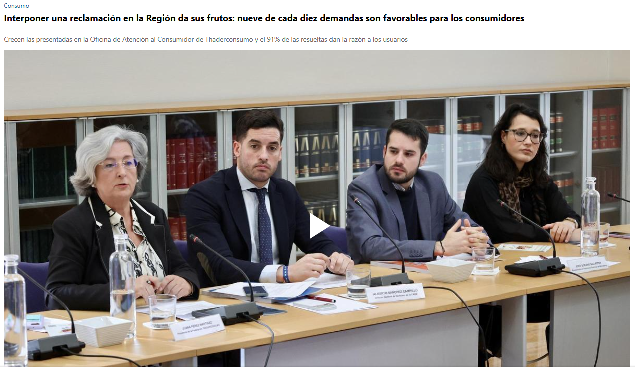 Interponer reclamación en la Región da frutos: informe de hábitos de Thaderconsumo