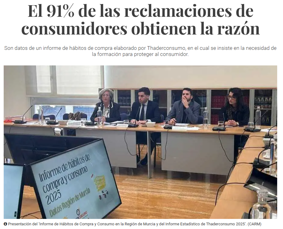 Informe de hábitos de Thaderconsumo: protección al consumidor y acciones formativas