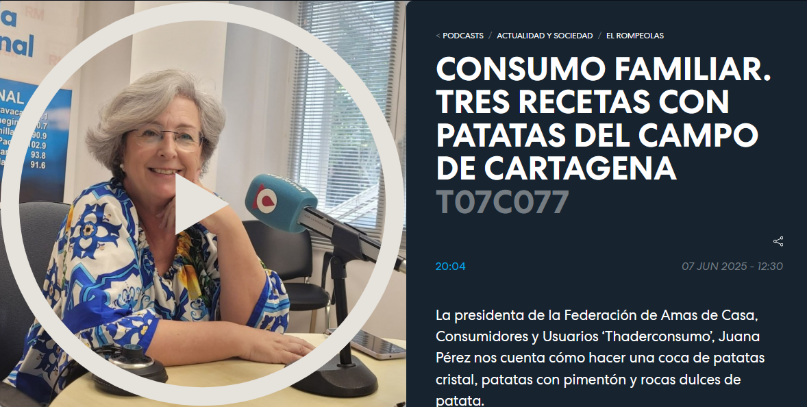 Consumo Familiar. Recetas con patatas del Campo de Cartagena