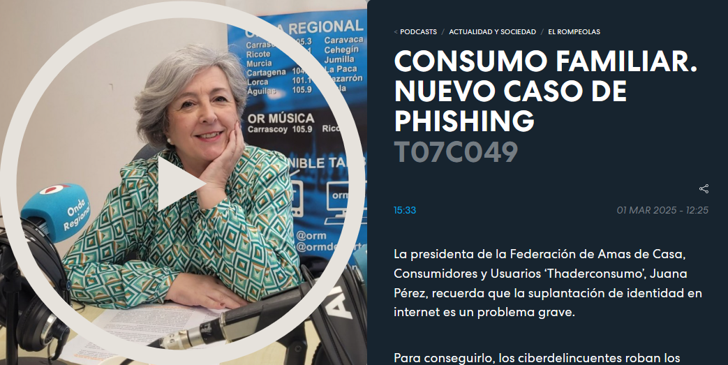 Consumo Familiar. Nuevo caso de phishing