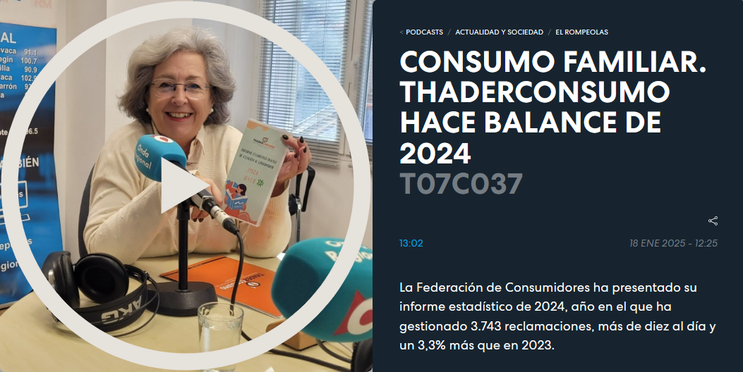 Consumo Familiar. Thaderconsumo hace balance de 2024