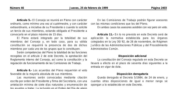Vista previa de Decreto 8/1999 — Registro de Oficinas de Información al Consumidor (OICU)