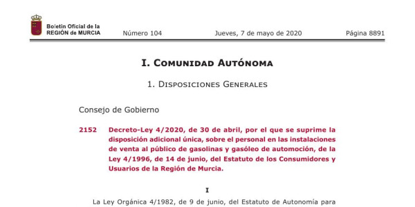 Vista previa de Decreto-Ley 4/2020 — Supresión de la obligación de personal en gasolineras