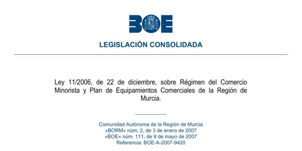 Vista previa de Ley 11/2006 — Comercio Minorista de la Región de Murcia