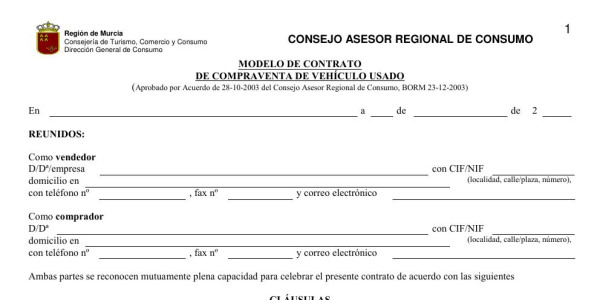 Vista previa de Modelo de contrato de compraventa de vehículos usados (Acuerdo 2003)