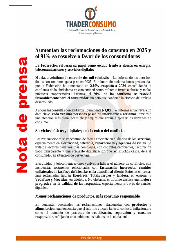 Vista previa de Aumentan las reclamaciones de consumo en 2025 y el 91% se resuelve a favor de los consumidores