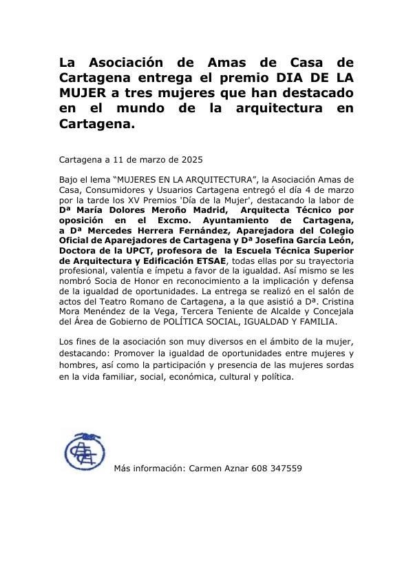 Vista previa de Nota de prensa premios DIA DE LA MUJER 2025